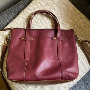 Fossil Felicity burgundy tote crossbody EUC
